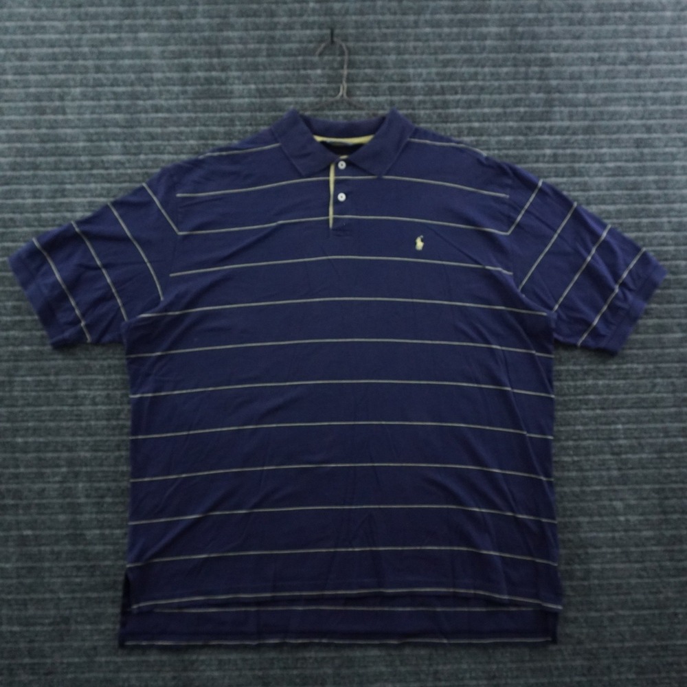 Polo Golf Ralph Lauren Polo Shirt Mens XL Navy Blue Striped Pima Cotton